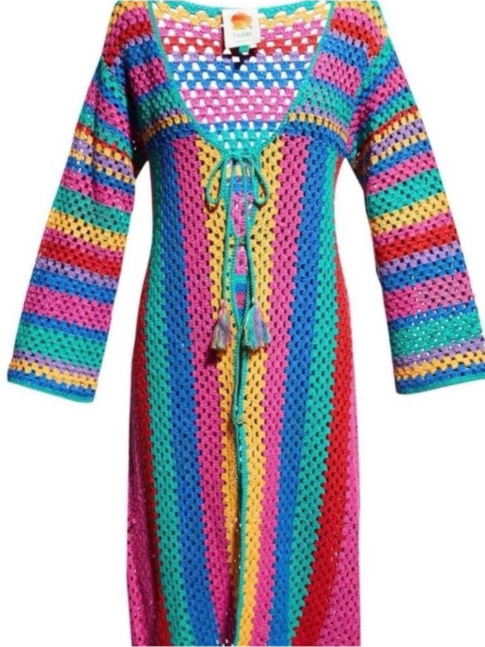 Farm Rio Stripes Crochet Midi Cover Up